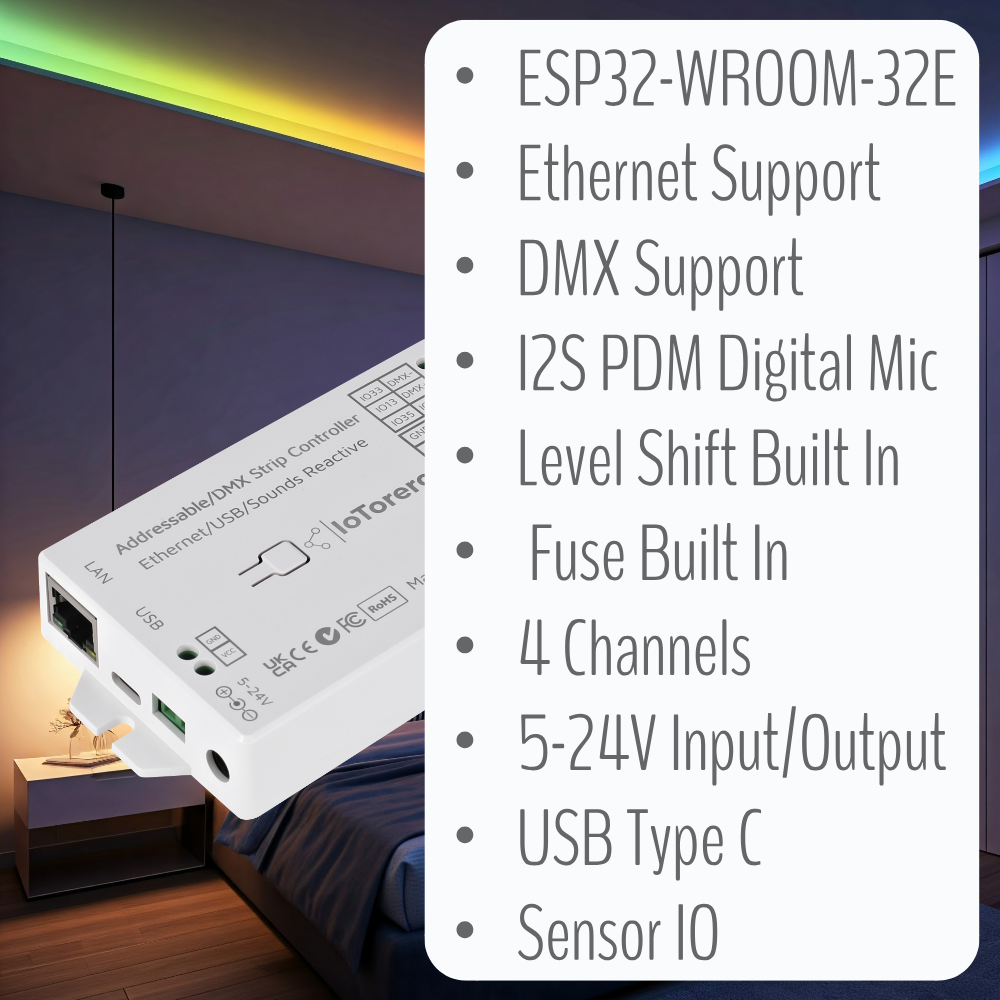 AthomTech - Ethernet WLED ESP32 Addressable LED Strip Controller