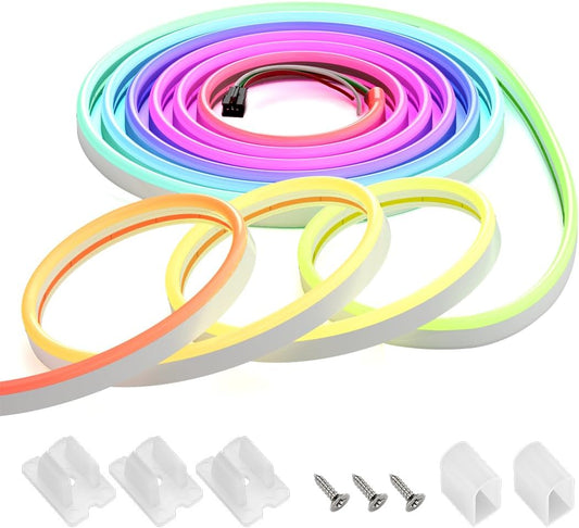 5m - 108 LED/m (Side Emitting Neon Light) - 8mm width - SPI (Digital - WS2811) 3-Ch (RGB - 18 IC/m)  - 24v - White FCB - IP67