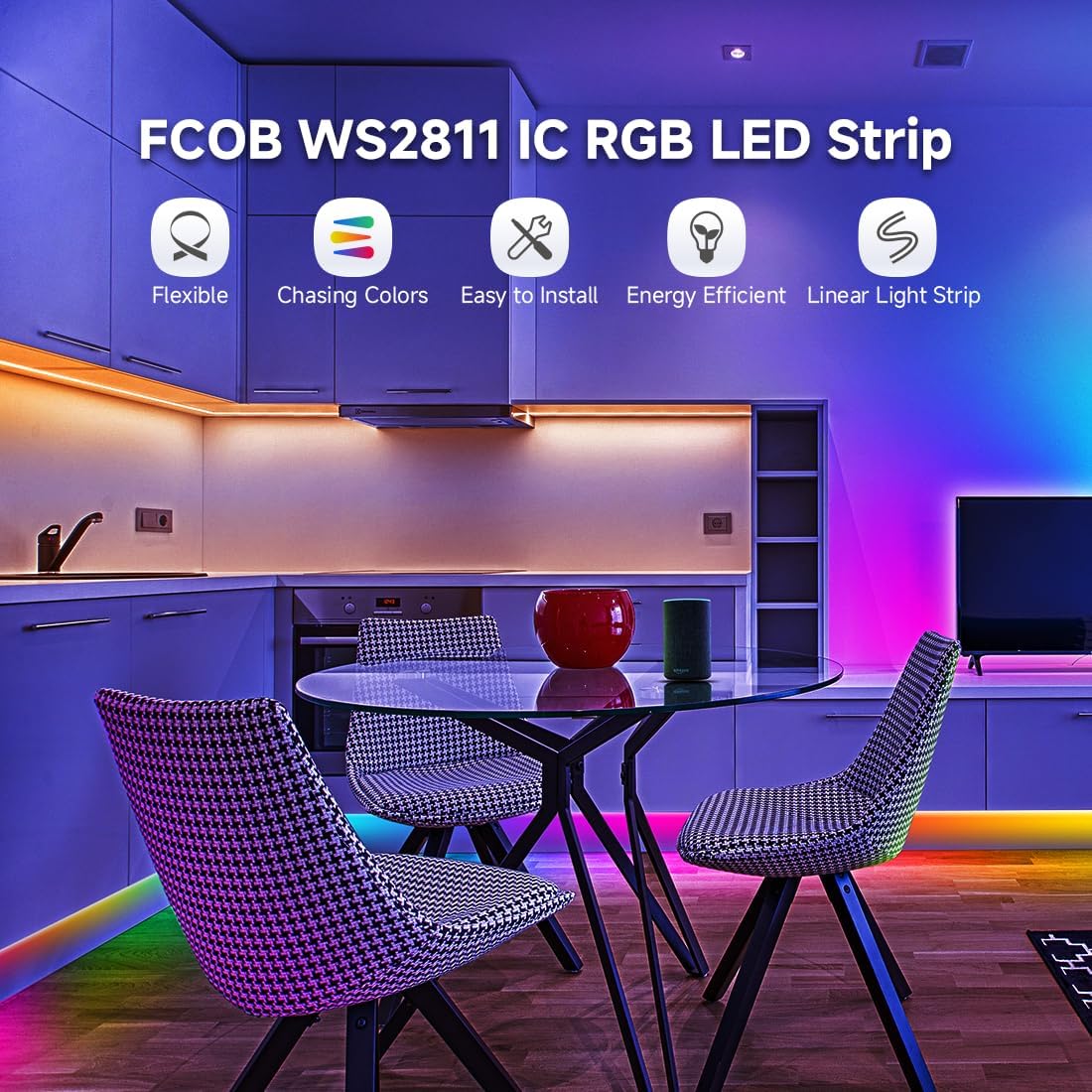 5m - 864 LED/m (FCOB) - 12mm width - SPI (Digital - WS2811) 3-Ch (RGB - 24 IC/m)  - 24v - White FCB